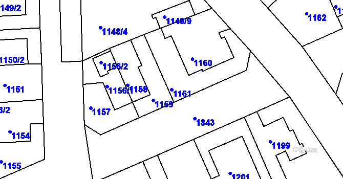 Parcela st. 1161 v KÚ Bručná, Katastrální mapa