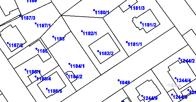 Parcela st. 1182/2 v KÚ Bručná, Katastrální mapa