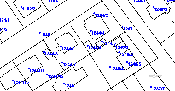 Parcela st. 1244/5 v KÚ Bručná, Katastrální mapa