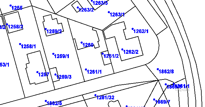 Parcela st. 1261/2 v KÚ Bručná, Katastrální mapa