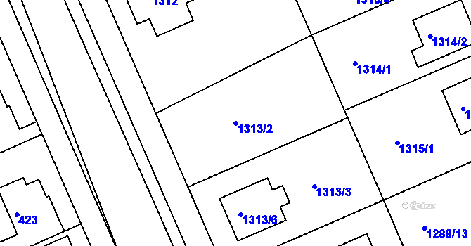 Parcela st. 1313/2 v KÚ Bručná, Katastrální mapa
