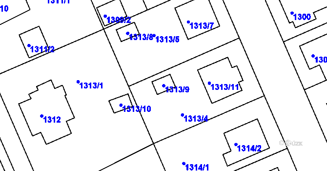 Parcela st. 1313/9 v KÚ Bručná, Katastrální mapa