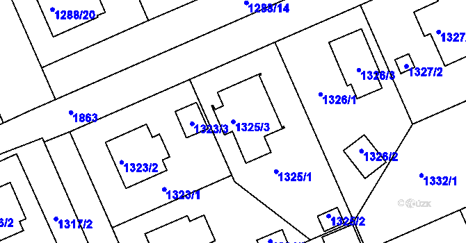 Parcela st. 1325/3 v KÚ Bručná, Katastrální mapa