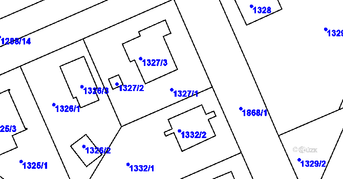 Parcela st. 1327/1 v KÚ Bručná, Katastrální mapa