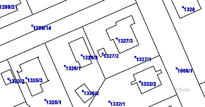 Parcela st. 1327/2 v KÚ Bručná, Katastrální mapa