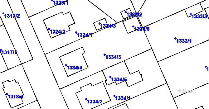Parcela st. 1334/3 v KÚ Bručná, Katastrální mapa