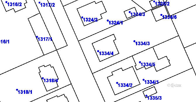 Parcela st. 1334/4 v KÚ Bručná, Katastrální mapa