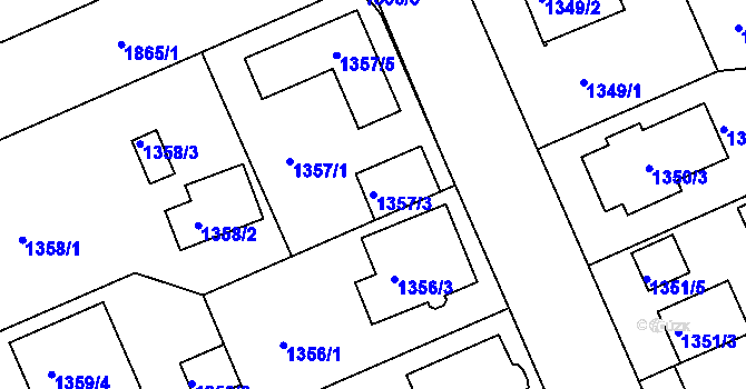 Parcela st. 1357/3 v KÚ Bručná, Katastrální mapa