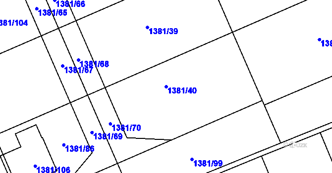 Parcela st. 1381/40 v KÚ Bručná, Katastrální mapa