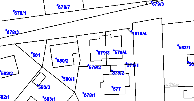 Parcela st. 579/3 v KÚ Bručná, Katastrální mapa
