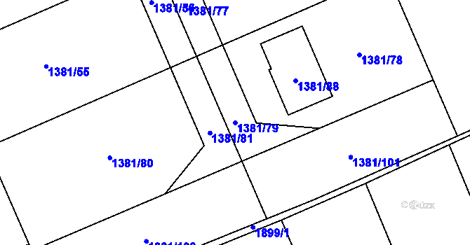 Parcela st. 1381/79 v KÚ Bručná, Katastrální mapa