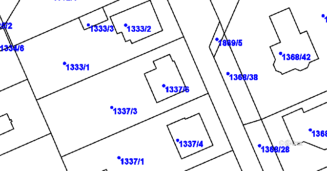 Parcela st. 1337/6 v KÚ Bručná, Katastrální mapa
