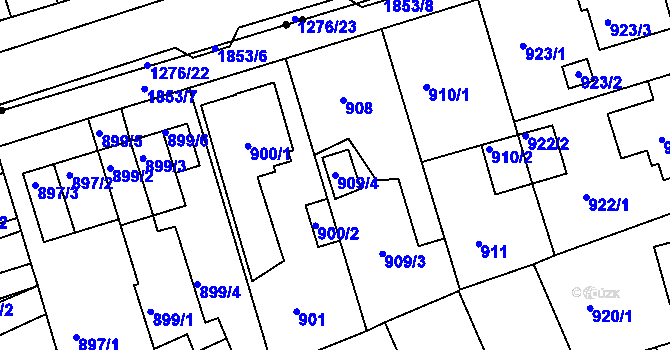 Parcela st. 909/4 v KÚ Bručná, Katastrální mapa