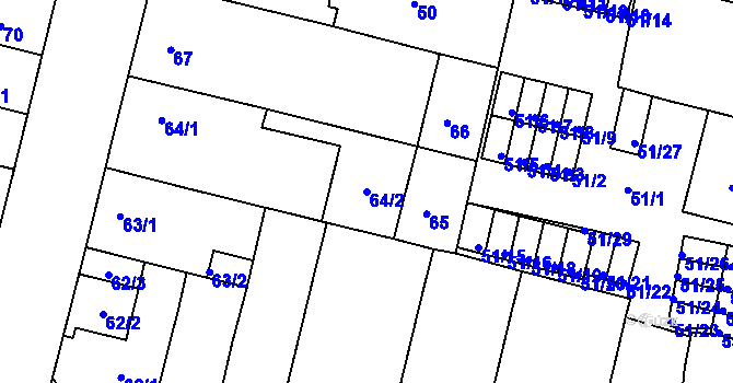 Parcela st. 64/2 v KÚ Doudlevce, Katastrální mapa