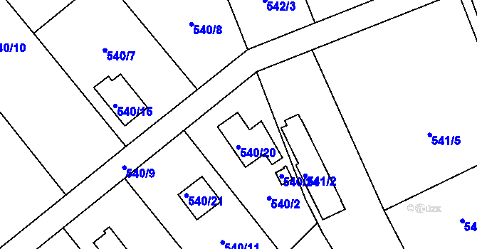 Parcela st. 540/23 v KÚ Doudlevce, Katastrální mapa