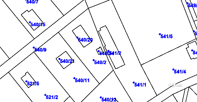 Parcela st. 540/24 v KÚ Doudlevce, Katastrální mapa