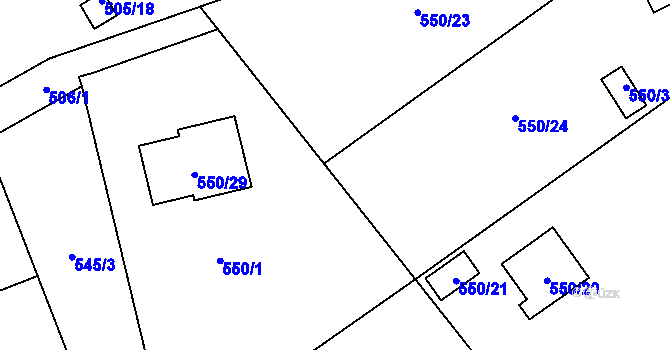 Parcela st. 550/26 v KÚ Doudlevce, Katastrální mapa
