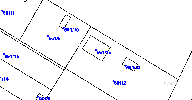 Parcela st. 661/16 v KÚ Doudlevce, Katastrální mapa