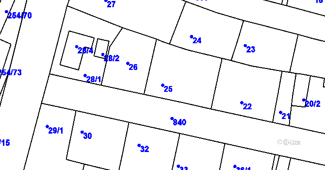 Parcela st. 25 v KÚ Doudlevce, Katastrální mapa