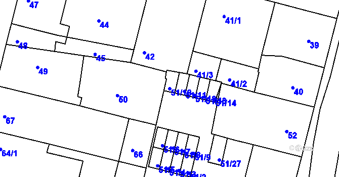 Parcela st. 51/10 v KÚ Doudlevce, Katastrální mapa