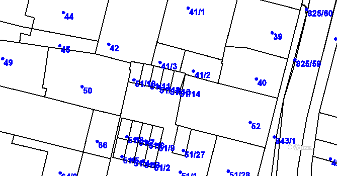 Parcela st. 51/13 v KÚ Doudlevce, Katastrální mapa