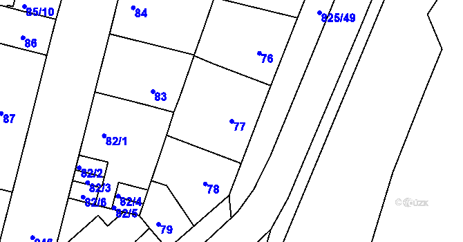 Parcela st. 77 v KÚ Doudlevce, Katastrální mapa