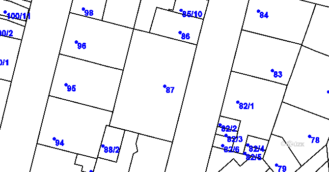 Parcela st. 87 v KÚ Doudlevce, Katastrální mapa