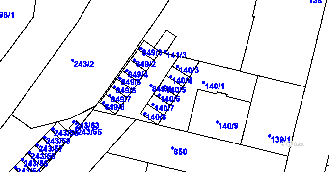 Parcela st. 140/5 v KÚ Doudlevce, Katastrální mapa