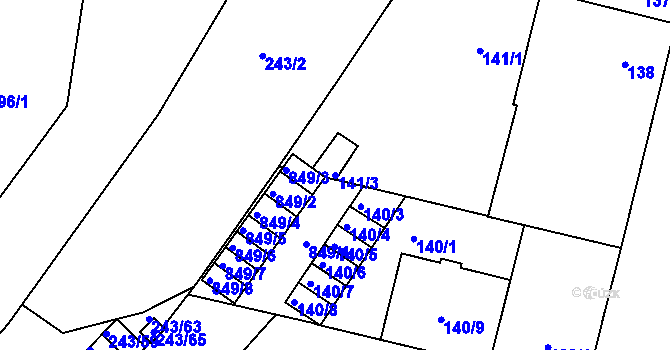 Parcela st. 141/3 v KÚ Doudlevce, Katastrální mapa