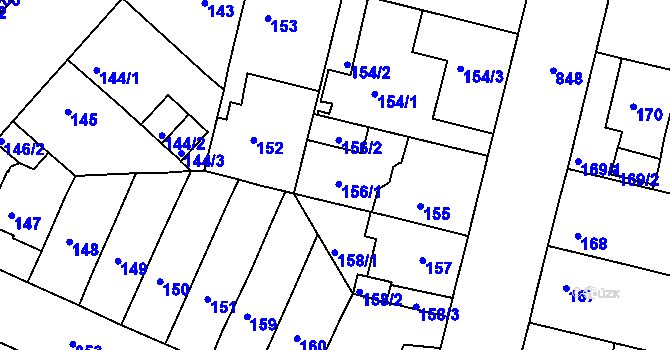 Parcela st. 156 v KÚ Doudlevce, Katastrální mapa