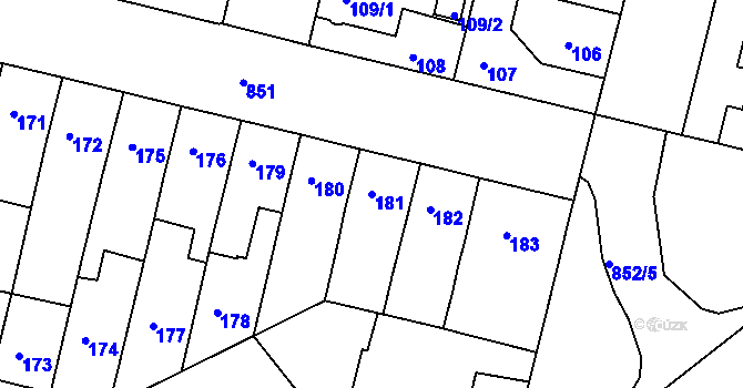 Parcela st. 181 v KÚ Doudlevce, Katastrální mapa