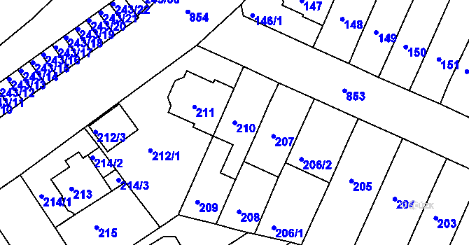 Parcela st. 210 v KÚ Doudlevce, Katastrální mapa