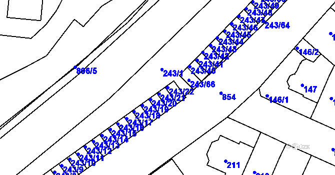 Parcela st. 243/22 v KÚ Doudlevce, Katastrální mapa