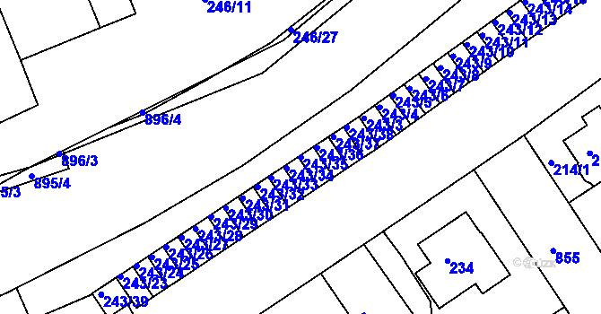 Parcela st. 243/35 v KÚ Doudlevce, Katastrální mapa