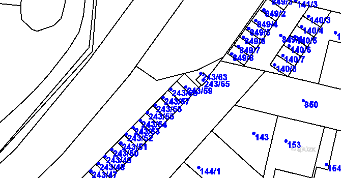 Parcela st. 243/58 v KÚ Doudlevce, Katastrální mapa