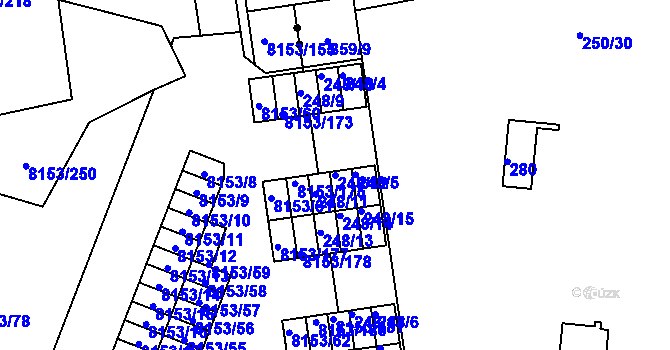 Parcela st. 248/12 v KÚ Doudlevce, Katastrální mapa