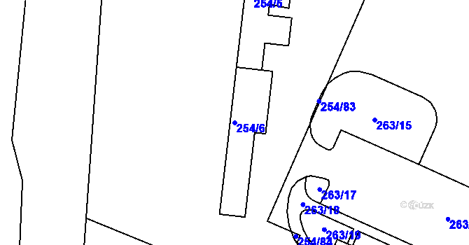 Parcela st. 254/6 v KÚ Doudlevce, Katastrální mapa