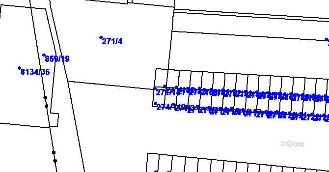 Parcela st. 271/140 v KÚ Doudlevce, Katastrální mapa