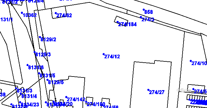 Parcela st. 274/12 v KÚ Doudlevce, Katastrální mapa