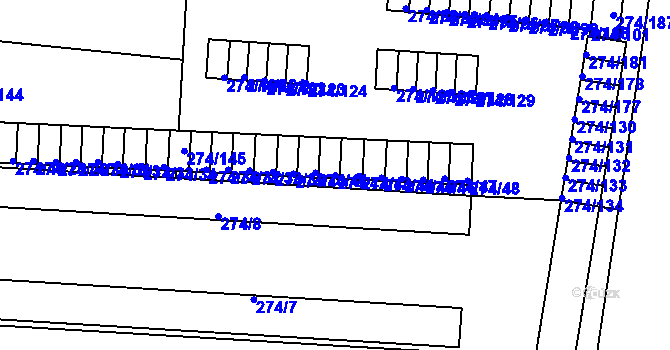 Parcela st. 274/42 v KÚ Doudlevce, Katastrální mapa