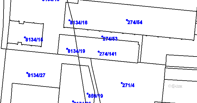 Parcela st. 274/141 v KÚ Doudlevce, Katastrální mapa