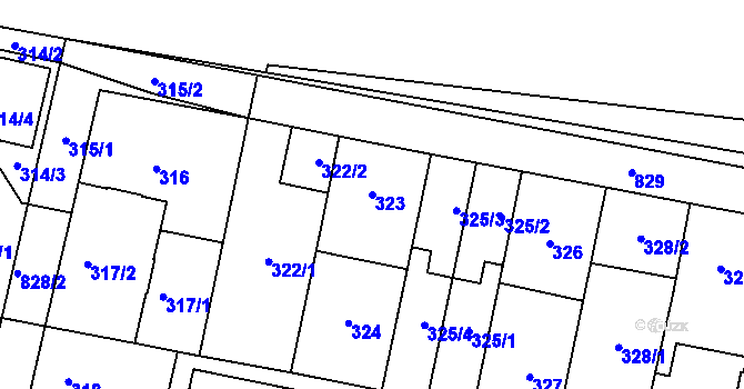 Parcela st. 323 v KÚ Doudlevce, Katastrální mapa