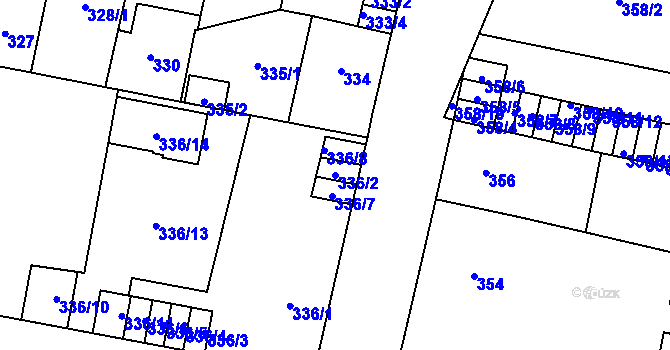 Parcela st. 336/2 v KÚ Doudlevce, Katastrální mapa
