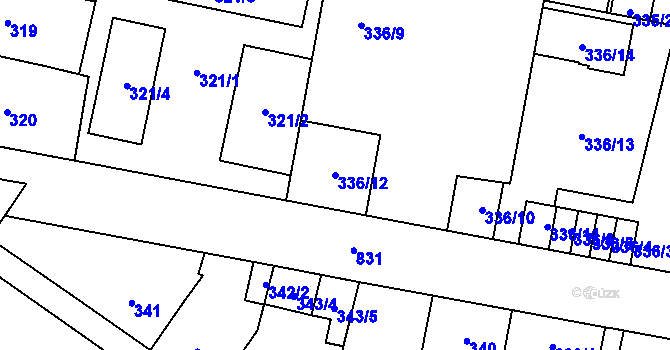 Parcela st. 336/12 v KÚ Doudlevce, Katastrální mapa