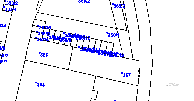 Parcela st. 358/16 v KÚ Doudlevce, Katastrální mapa