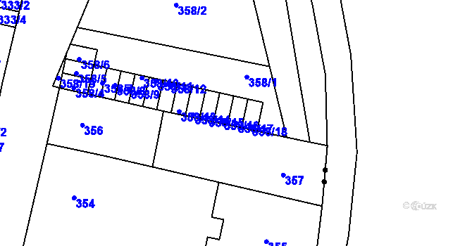 Parcela st. 358/17 v KÚ Doudlevce, Katastrální mapa