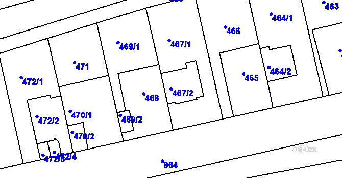 Parcela st. 467/2 v KÚ Doudlevce, Katastrální mapa