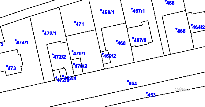 Parcela st. 469/2 v KÚ Doudlevce, Katastrální mapa