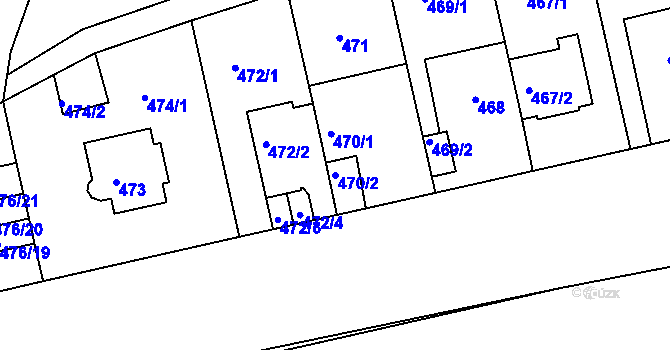 Parcela st. 470/2 v KÚ Doudlevce, Katastrální mapa
