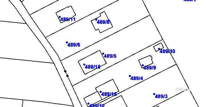 Parcela st. 489/5 v KÚ Doudlevce, Katastrální mapa